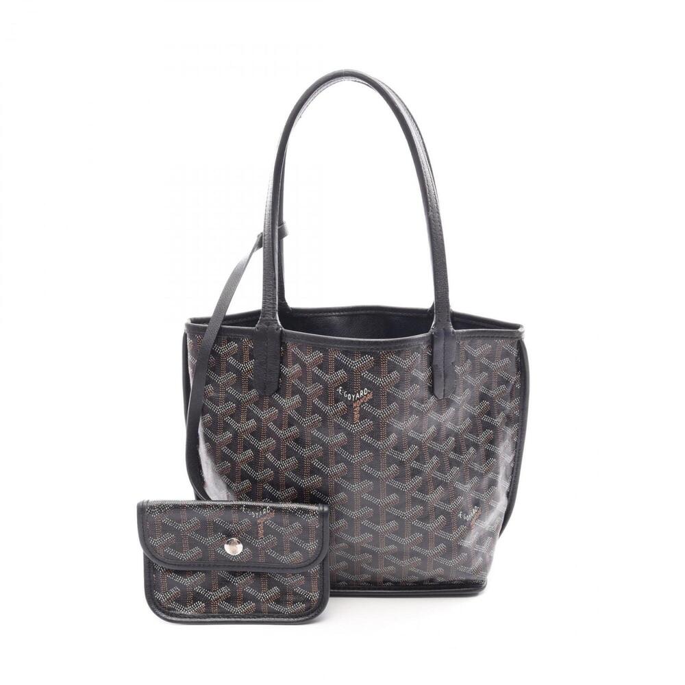 Goyard Ange Mini Pouch Reversible Tote Bag Handbag Coated Canvas Leather Wome...